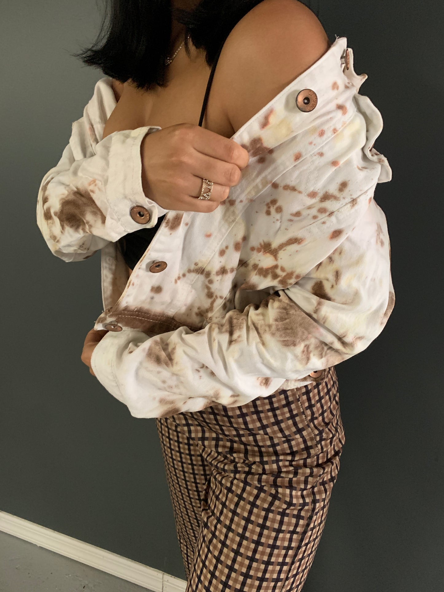 Cow print jean jacket